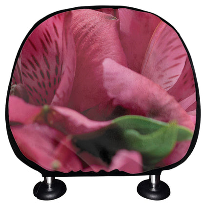 Burgundy Alstroemeria Print Car Headrest Covers