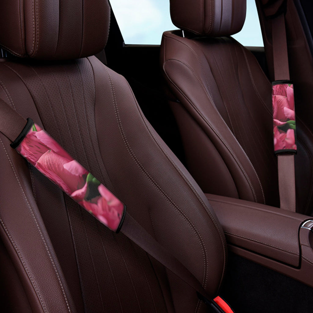 Burgundy Alstroemeria Print Car Seat Belt Covers