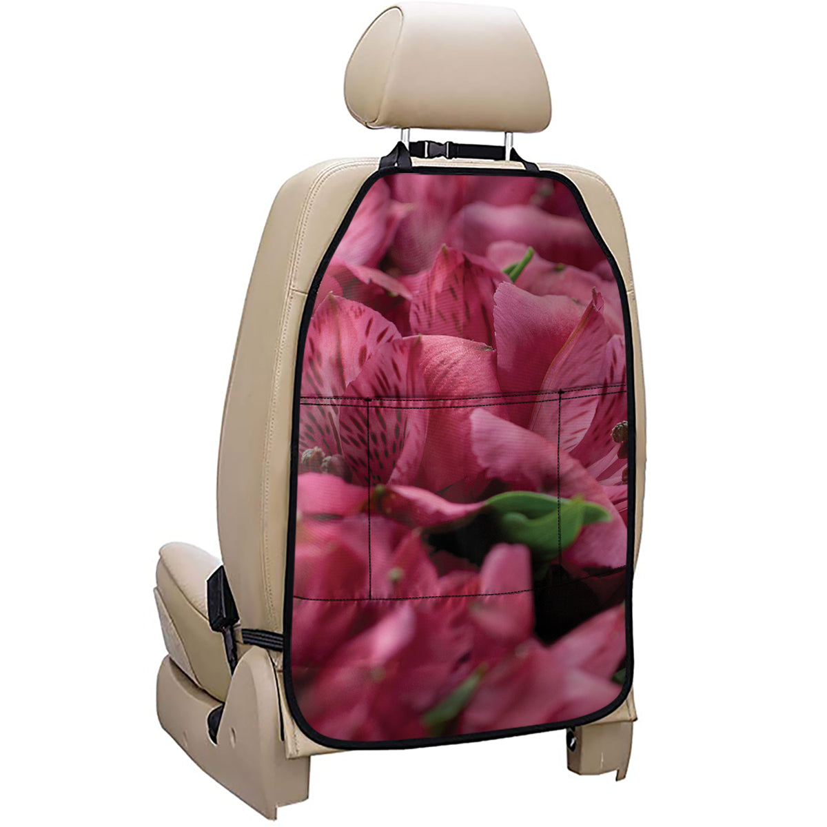 Burgundy Alstroemeria Print Car Seat Organizers