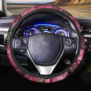 Burgundy Alstroemeria Print Car Steering Wheel Cover