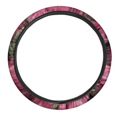 Burgundy Alstroemeria Print Car Steering Wheel Cover