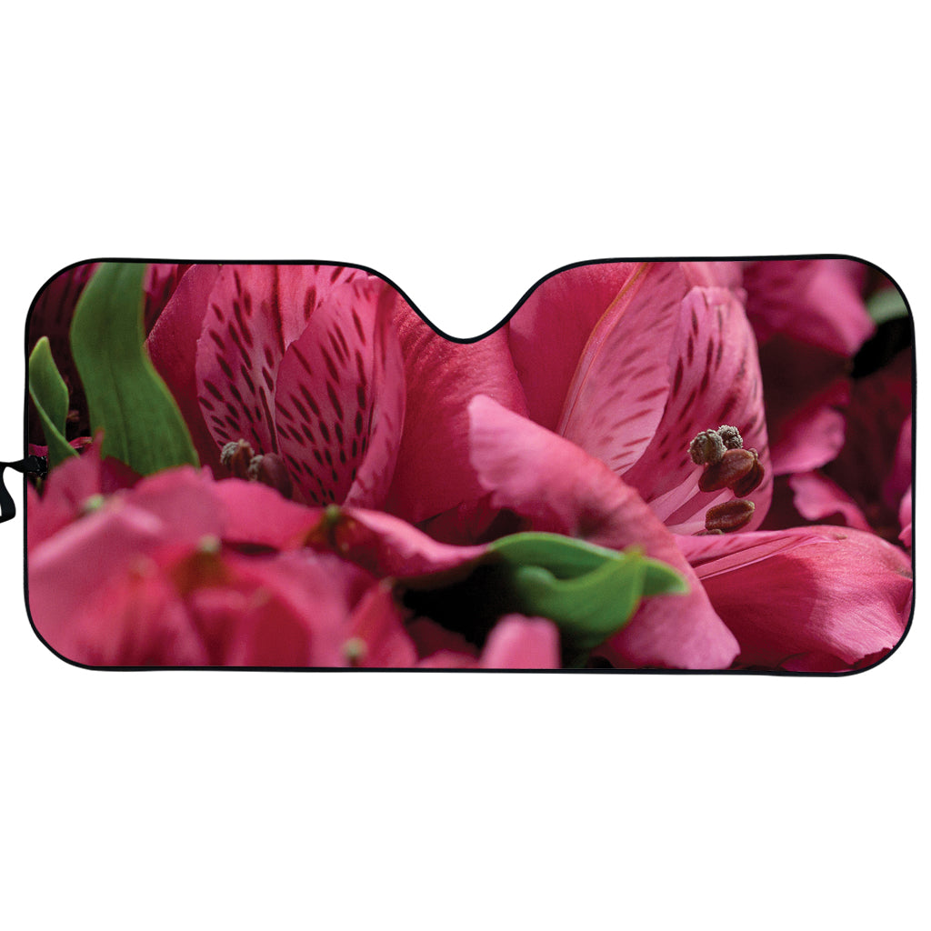 Burgundy Alstroemeria Print Car Sun Shade