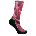 Burgundy Alstroemeria Print Crew Socks