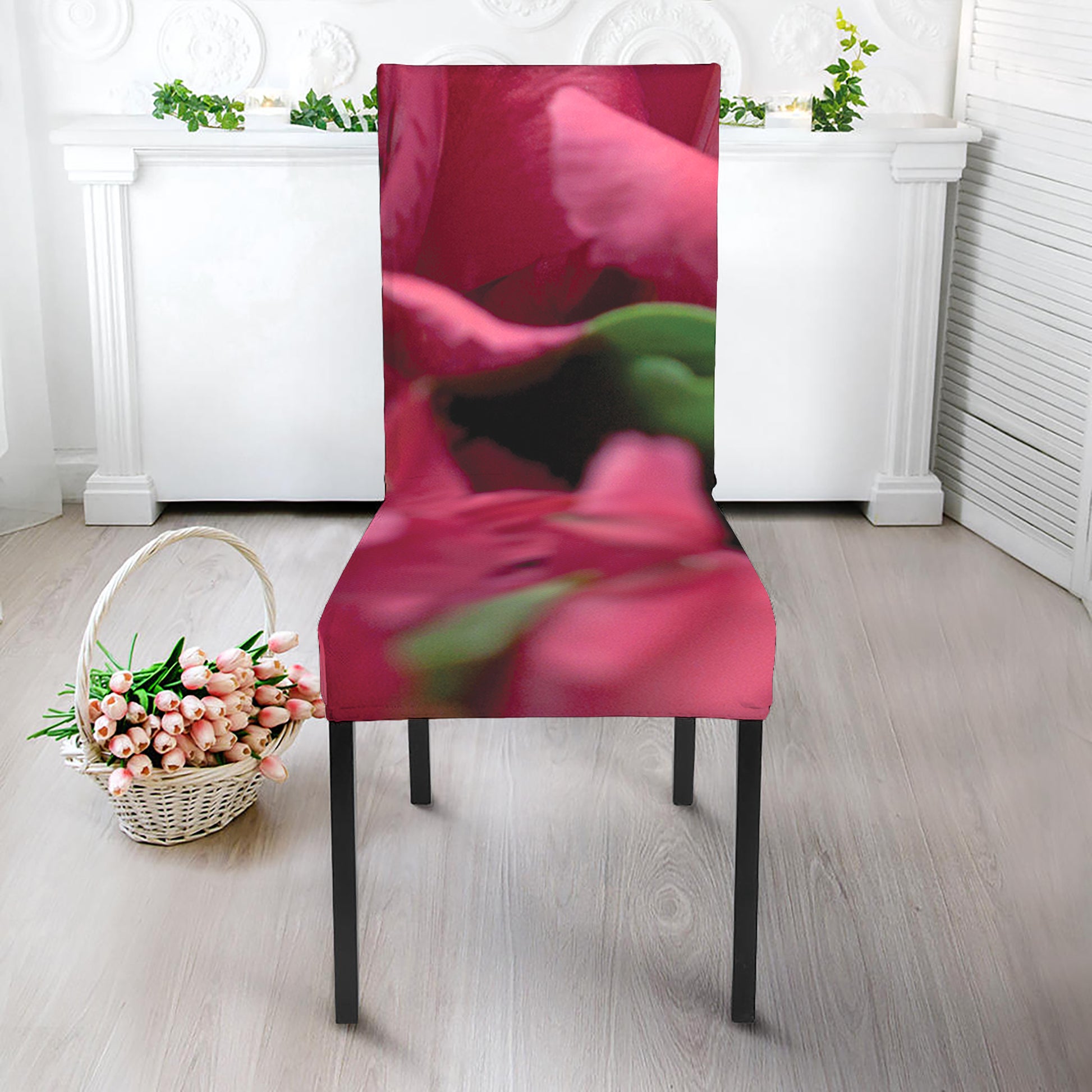 Burgundy Alstroemeria Print Dining Chair Slipcover