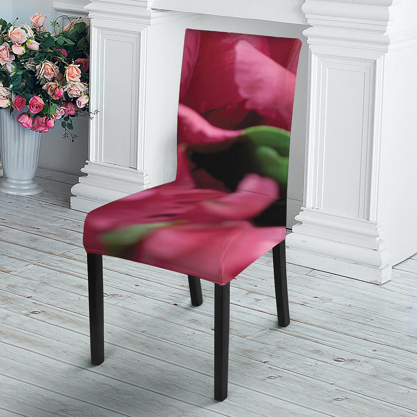 Burgundy Alstroemeria Print Dining Chair Slipcover