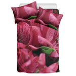 Burgundy Alstroemeria Print Duvet Cover Bedding Set