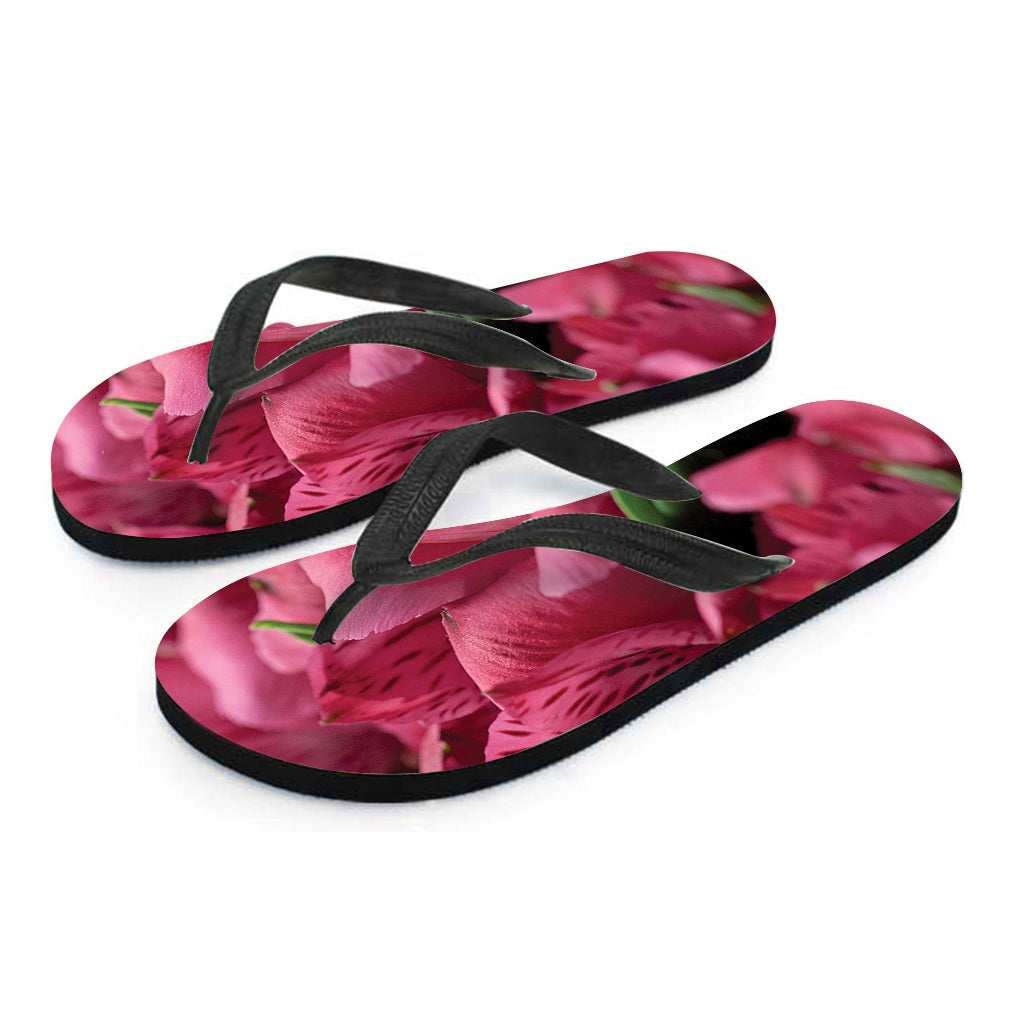 Burgundy Alstroemeria Print Flip Flops