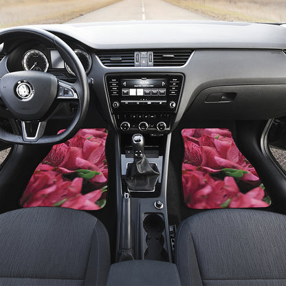 Burgundy Alstroemeria Print Front and Back Car Floor Mats