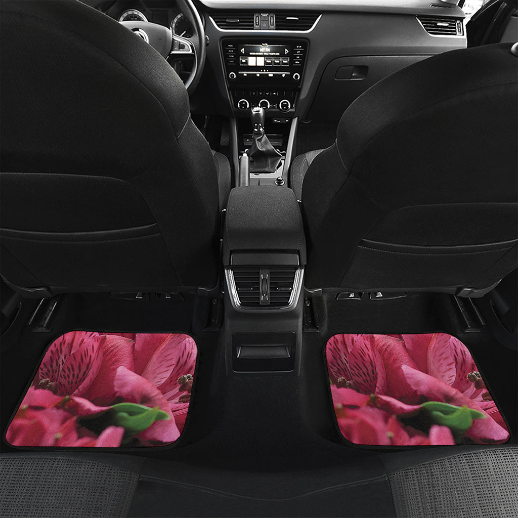 Burgundy Alstroemeria Print Front and Back Car Floor Mats