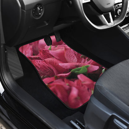 Burgundy Alstroemeria Print Front and Back Car Floor Mats