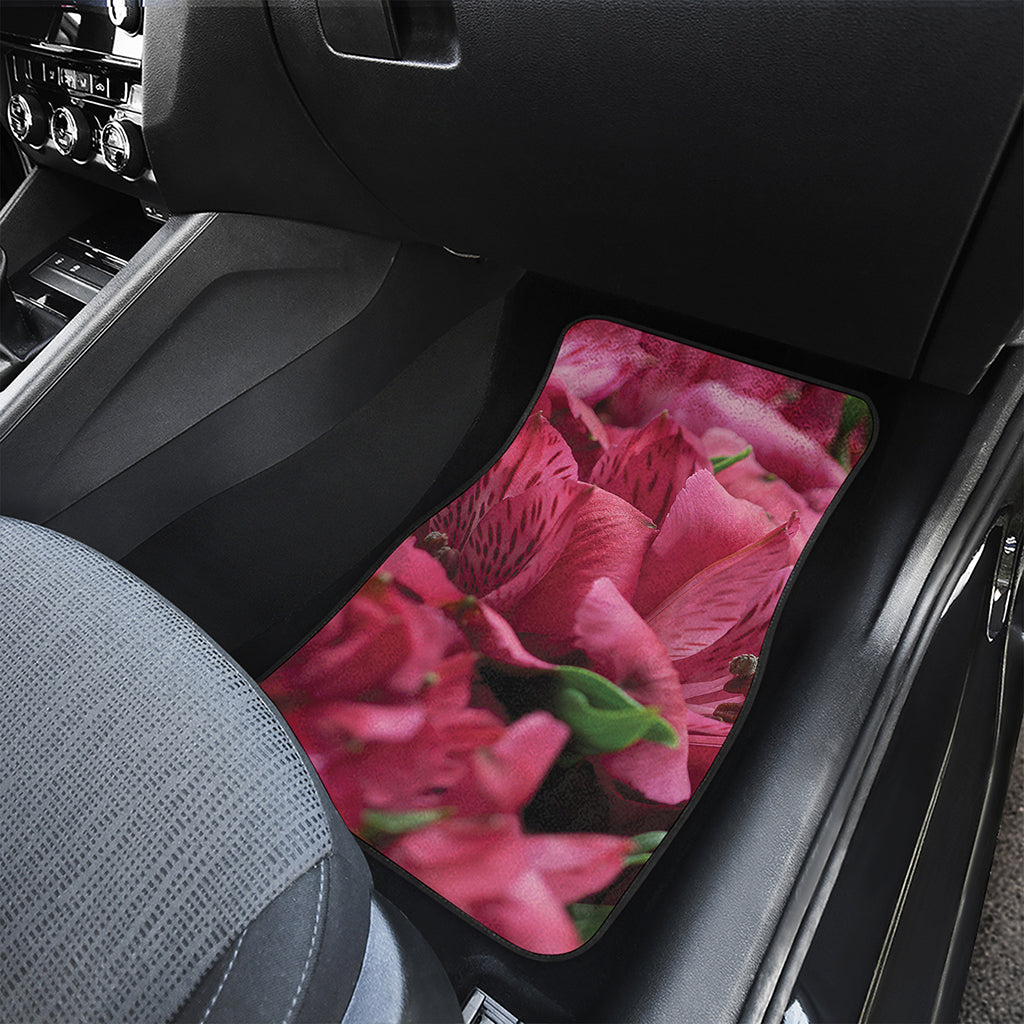Burgundy Alstroemeria Print Front and Back Car Floor Mats