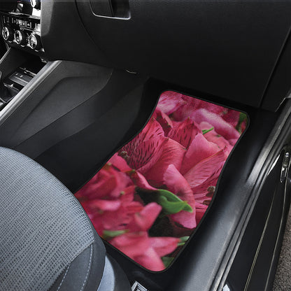 Burgundy Alstroemeria Print Front and Back Car Floor Mats
