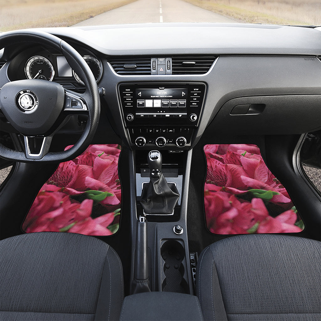 Burgundy Alstroemeria Print Front Car Floor Mats