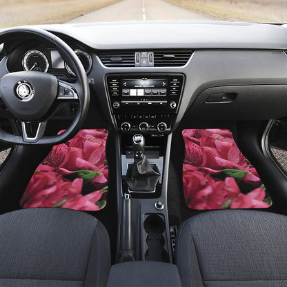 Burgundy Alstroemeria Print Front Car Floor Mats