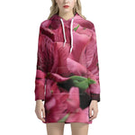 Burgundy Alstroemeria Print Hoodie Dress