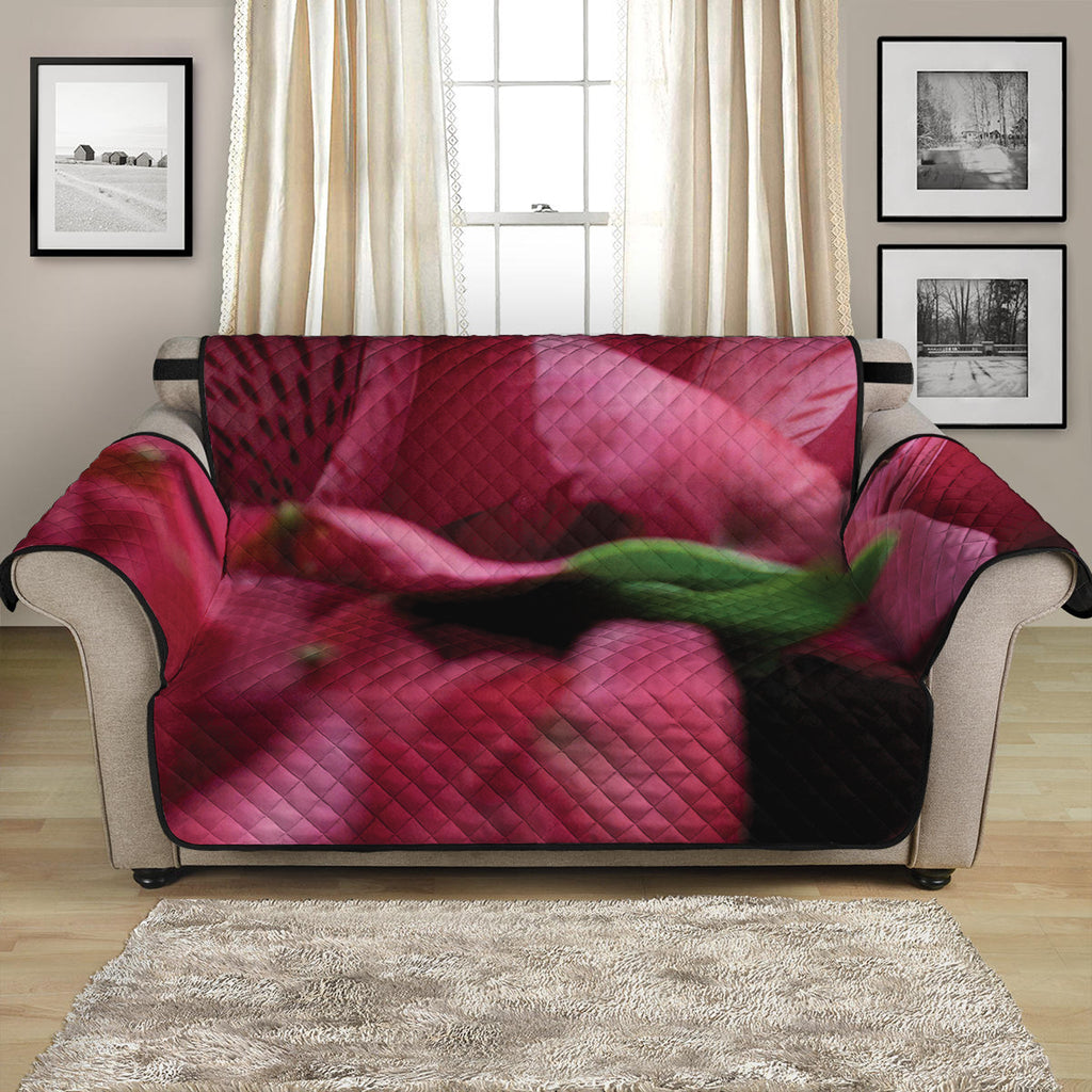 Burgundy Alstroemeria Print Loveseat Protector