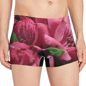 Burgundy Alstroemeria Print Men's Boxer Briefs