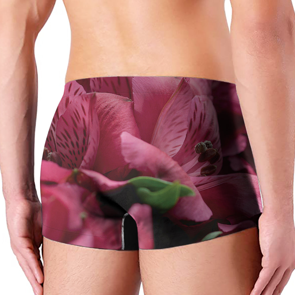 Burgundy Alstroemeria Print Men's Boxer Briefs