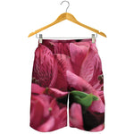 Burgundy Alstroemeria Print Men's Shorts