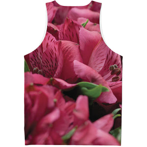 Burgundy Alstroemeria Print Men's Tank Top