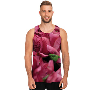 Burgundy Alstroemeria Print Men's Tank Top