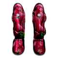 Burgundy Alstroemeria Print Muay Thai Shin Guards