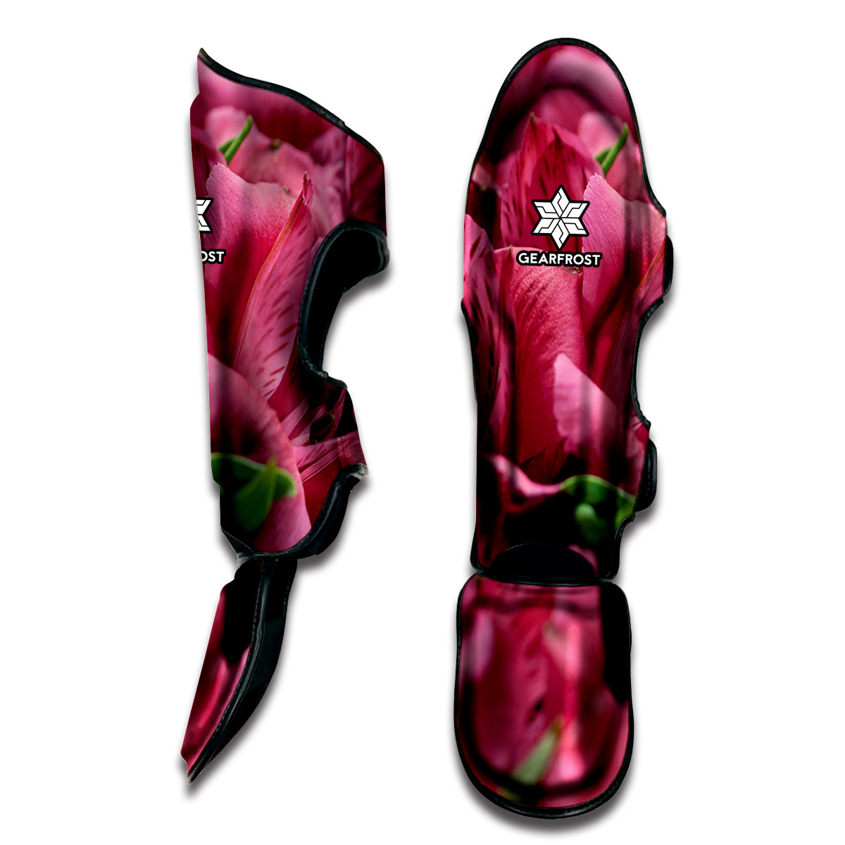 Burgundy Alstroemeria Print Muay Thai Shin Guard