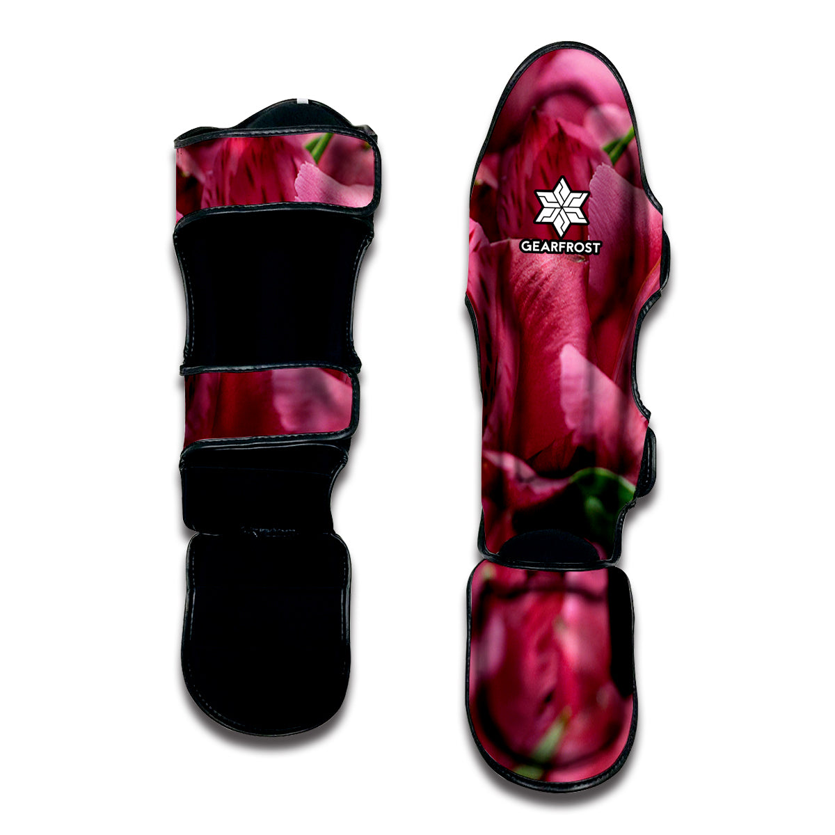 Burgundy Alstroemeria Print Muay Thai Shin Guard