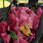 Burgundy Alstroemeria Print Pet Car Back Seat Cover