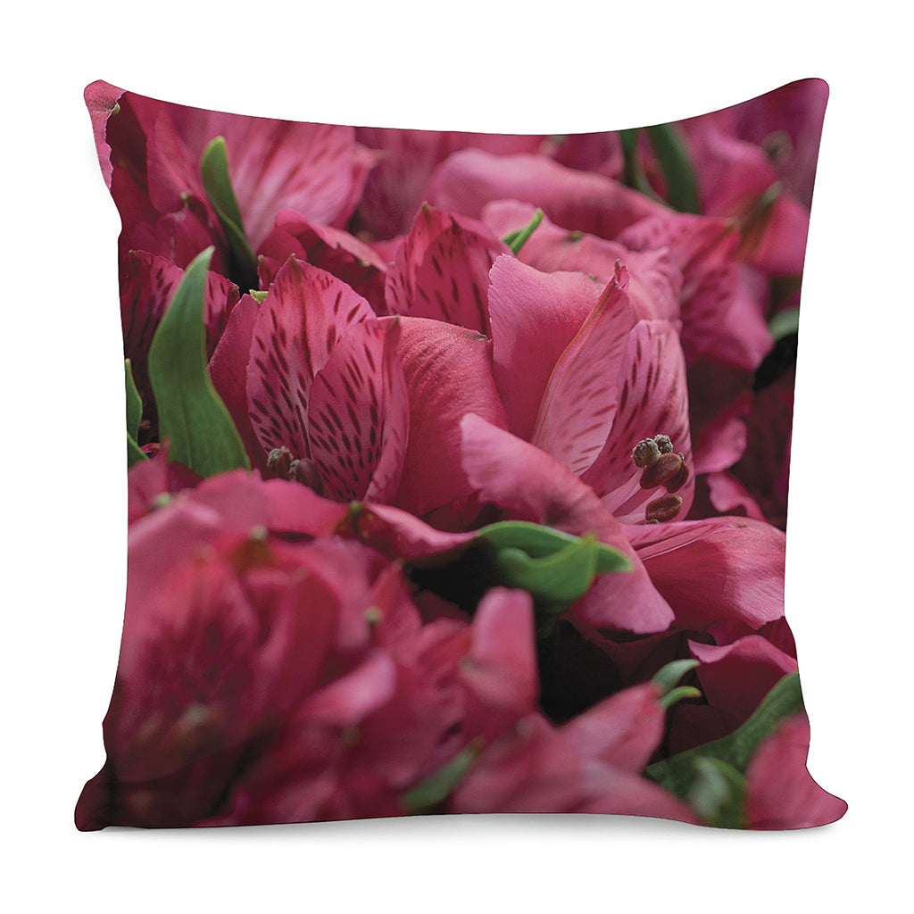 Burgundy Alstroemeria Print Pillow Cover