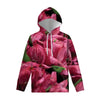 Burgundy Alstroemeria Print Pullover Hoodie