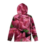 Burgundy Alstroemeria Print Pullover Hoodie