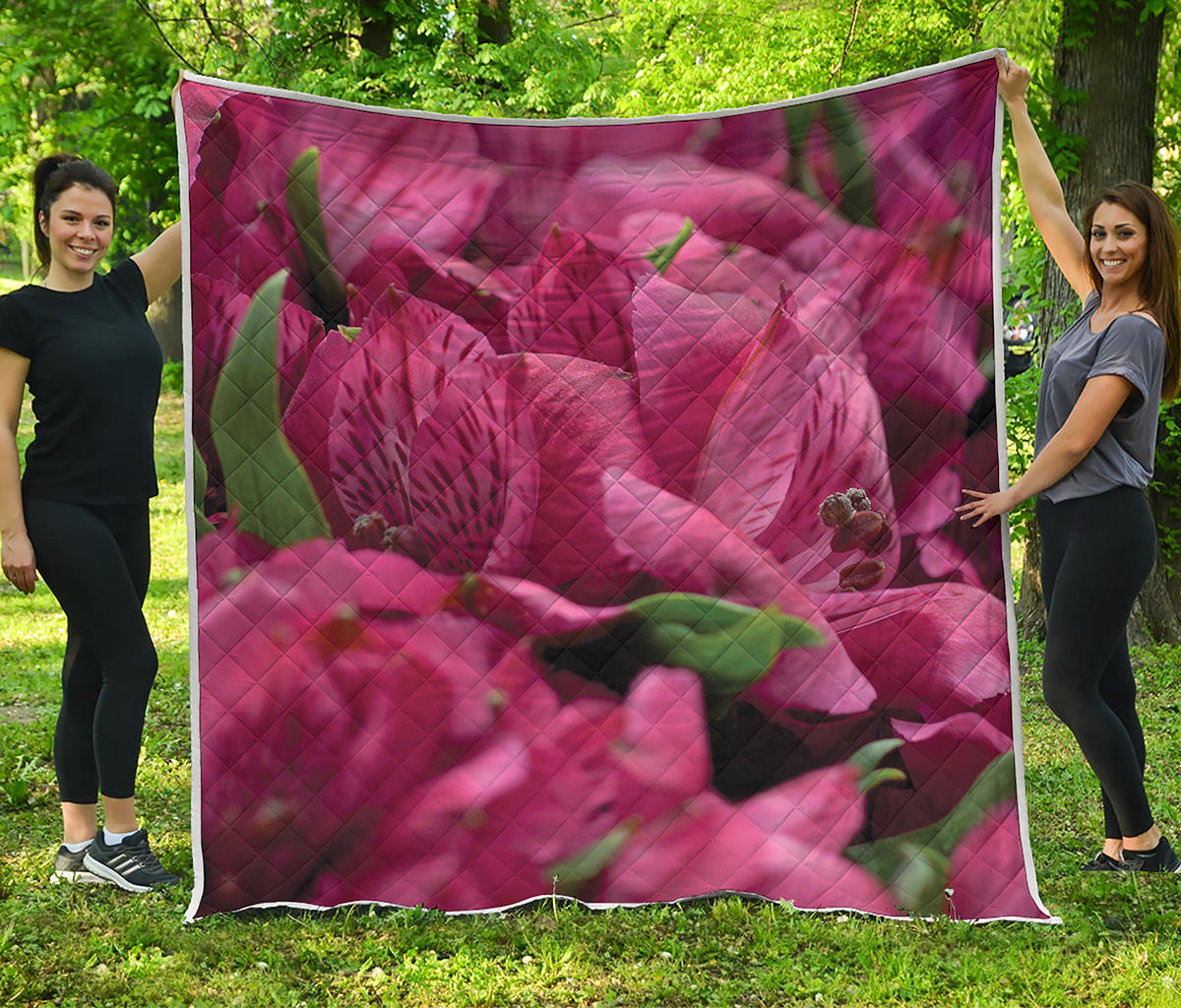 Burgundy Alstroemeria Print Quilt