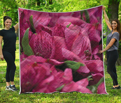 Burgundy Alstroemeria Print Quilt