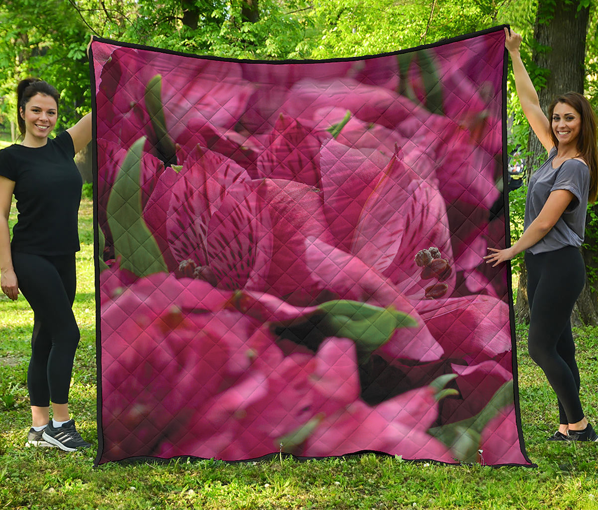 Burgundy Alstroemeria Print Quilt