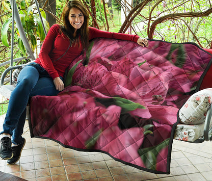 Burgundy Alstroemeria Print Quilt