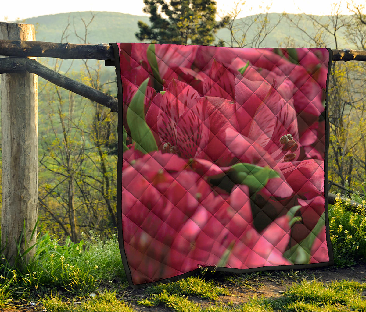 Burgundy Alstroemeria Print Quilt