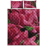 Burgundy Alstroemeria Print Quilt Bed Set