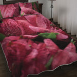 Burgundy Alstroemeria Print Quilt Bed Set