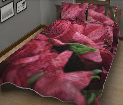 Burgundy Alstroemeria Print Quilt Bed Set