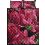 Burgundy Alstroemeria Print Quilt Bed Set