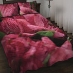 Burgundy Alstroemeria Print Quilt Bed Set