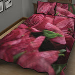 Burgundy Alstroemeria Print Quilt Bed Set