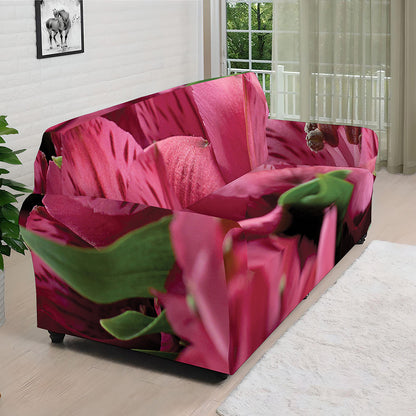 Burgundy Alstroemeria Print Sofa Cover