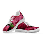 Burgundy Alstroemeria Print White Sneakers