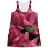 Burgundy Alstroemeria Print Women's Racerback Tank Top