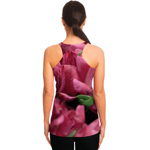 Burgundy Alstroemeria Print Women's Racerback Tank Top