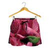 Burgundy Alstroemeria Print Women's Shorts