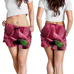 Burgundy Alstroemeria Print Women's Shorts