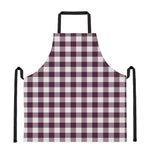 Burgundy And White Check Pattern Print Apron